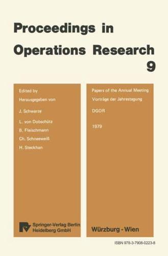 Vorträge Der Jahrestagung 1979 / Papers of the Annual Meeting 1979