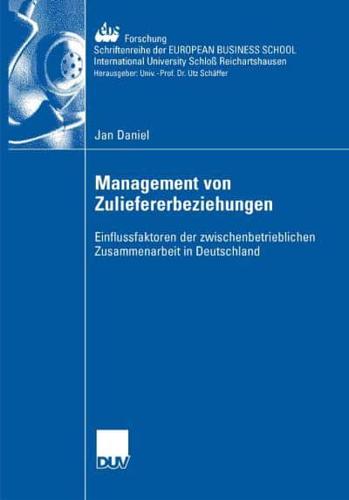 Management Der Zuliefererbeziehungen