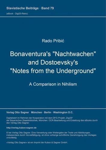 Bonaventura's "Nachtwachen" and Dostoevsky's "Notes from the Underground"