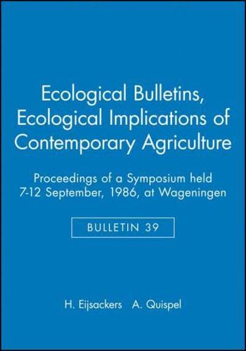 Ecological Bulletins, Ecological Implications of Contemporary Agriculture