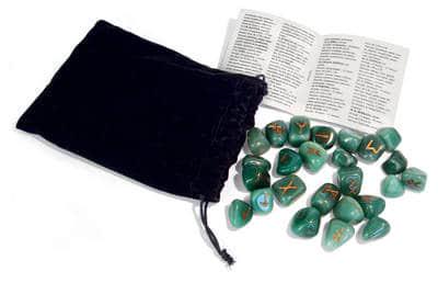 Green Aventurine Runes Bookshelf Edition