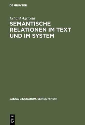 Semantische Relationen Im Text Und Im System