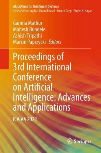 Proceedings of 3rd International Conference on Artificial Intelligence