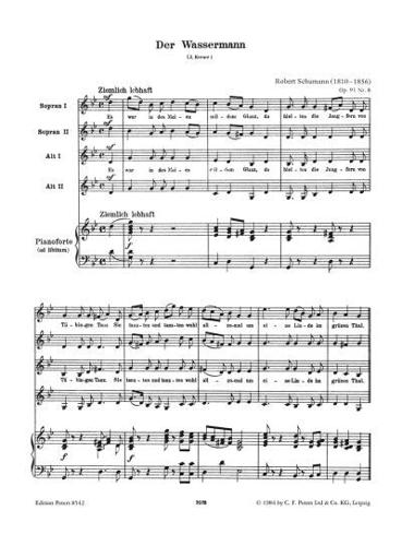 Der Wassermann Op. 91 No. 8 for Ssaa Choir and Piano