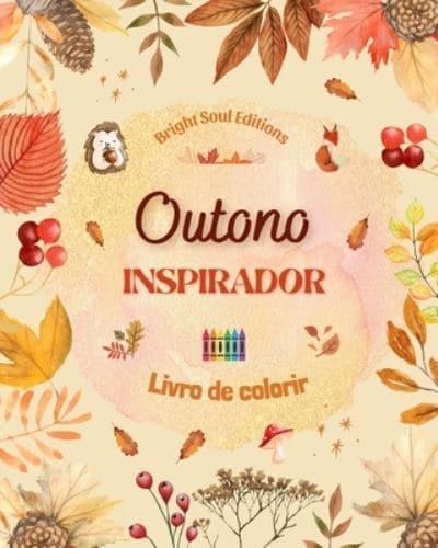 Outono Inspirador Livro De Colorir Elementos Outonais Impressionantes Entrelaçados Em Lindos Padrões Criativos