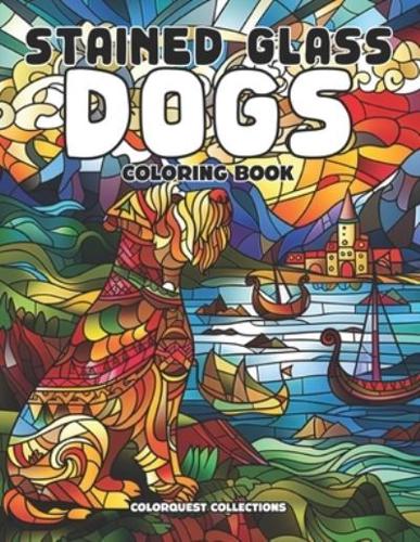 Stained Glass Dogs Coloring Book