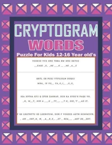 Cryptogram Words Puzzle For Kids 12-16 Year Old's