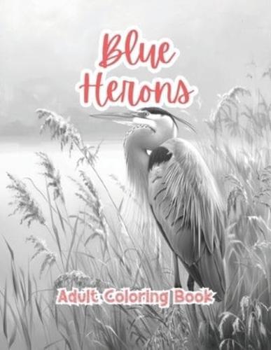 Blue Herons Adult Coloring Book Grayscale Images By TaylorStonelyArt