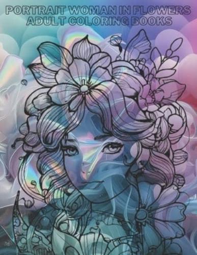 25 Coloring Pages Portrait Woman in Flowers Adult Coloring Books