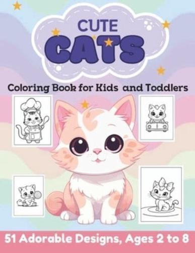 Cute Cats Coloring Book for Kids and Toddlers