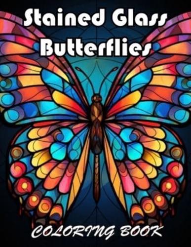 Stained Glass Butterflies Coloring Book