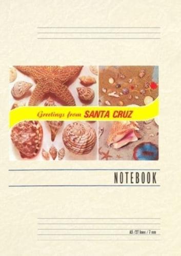 Vintage Lined Notebook Sea Shell Greetings from Santa Cruz