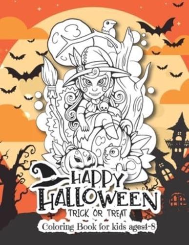Happy halloween coloring book for kids ages 4-8: Happy Halloween Coloring Book for Kids Age 5 and up  Collection of Fun, Original & Unique Halloween Coloring Pages  46 Images For Children  Funny and Spooky