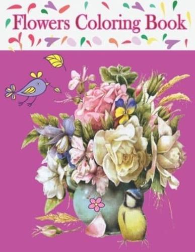 Flowers Coloring Book : Beautiful Flowers Collection Coloring Book for Adults