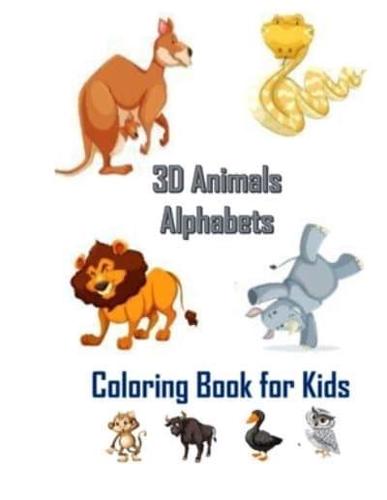 3D Animals Alphabets Coloring Book for Kids