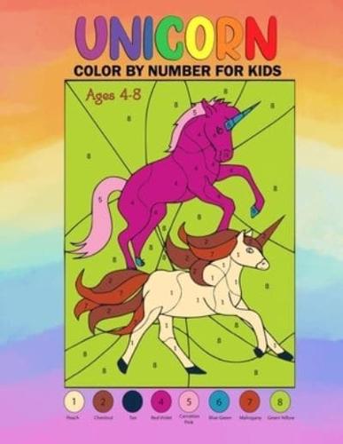 Unicorn Color by Number for Kids Ages 4-8