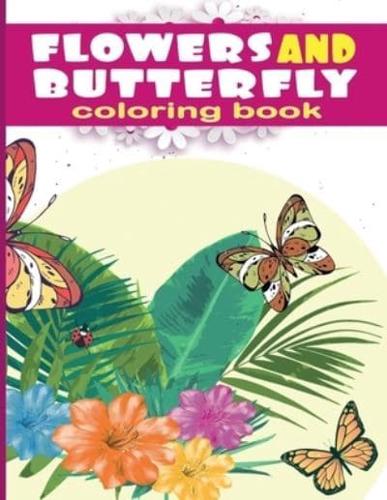 Flowers and Butterfly Coloring Pages