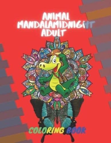 Animal Mandala Midnight Adult Coloring Book