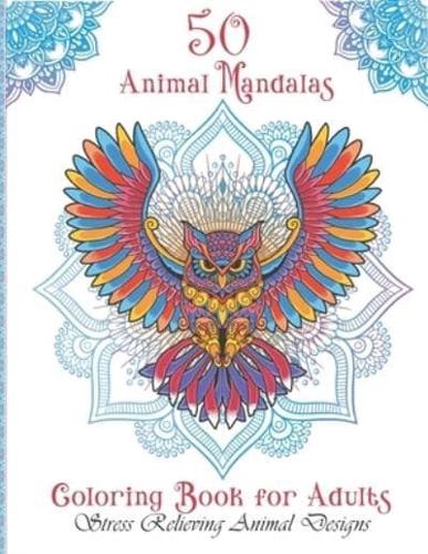 50 Animal Mandalas, Coloring Book for Adults