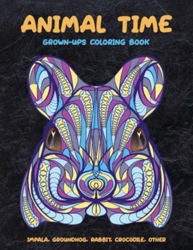 Animal Time - Grown-Ups Coloring Book - Impala, Groundhog, Rabbit, Crocodile, Other