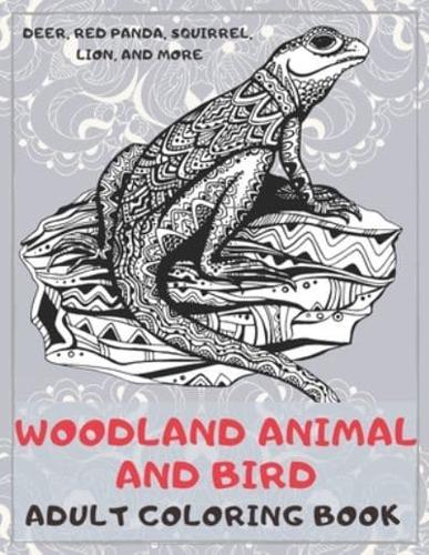 Woodland Animal and Bird - Adult Coloring Book - Deer, Red Panda, Squirrel, Lion, and More