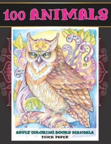 Adult Coloring Books Mandala Thick Paper - 100 Animals