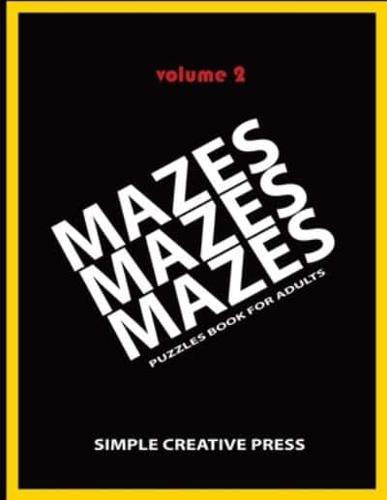 Mazes Mazes Mazes Puzzles Book For Adults - Volume 2