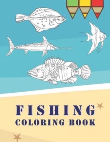 Fishing Coloring Book: 50 Amazing fish coloring Designs for All Ages , Anti-Stress Designs For Relaxation