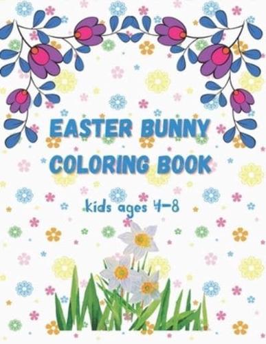 Easter bunny coloring book kids ages 4-8: Happy Easter Lined Journal for Kids, A pretty & Fun Activity Notebook Notepad Journal to Draw, Doodle, Collect Stickers, Write In Notes