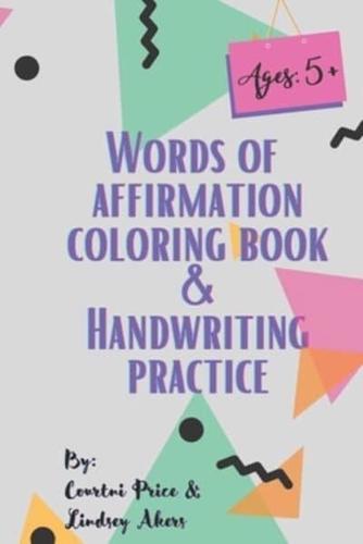 Words of affirmation coloring book and handwriting practice