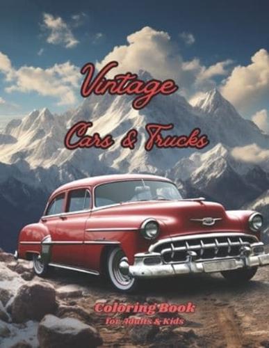 Vintage Cars & Trucks Coloring Book for Adults & Kids