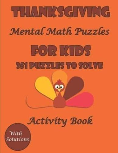 Thanksgiving Mental Math Activity Book Puzzles for Kids