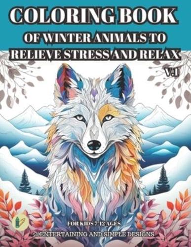 Coloring Book of Winter Animals to Relieve Stress and Relax for Adult