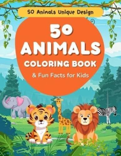 50 Animals Coloring Book & Fun Facts for Kids