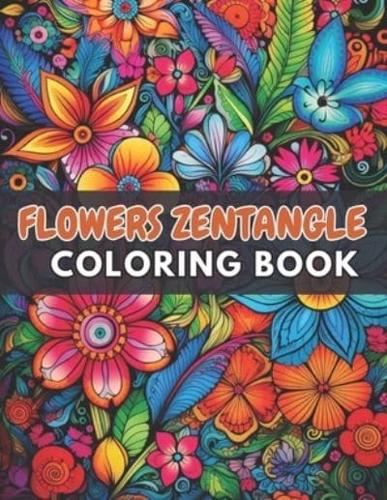 Flowers Zentangle Coloring Book for Adults