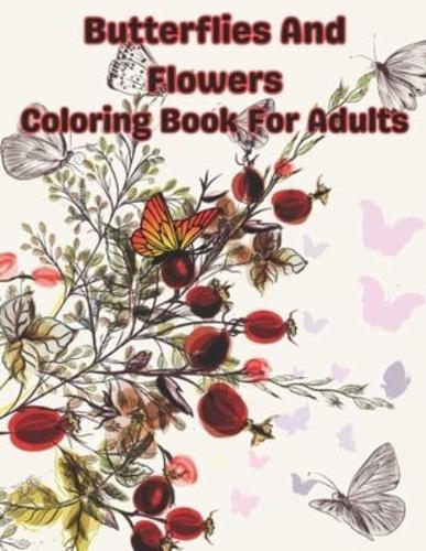 Butterflies And Flowers Coloring Book For Adults
