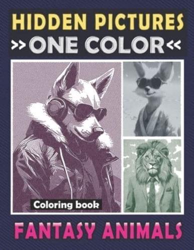 Hidden Pictures One Color Coloring Book Fantasy Animals
