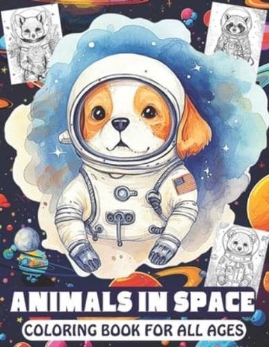 Animals in Space Coloring Book for All Ages