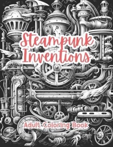 Steampunk Inventions Adult Coloring Book Grayscale Images By TaylorStonelyArt