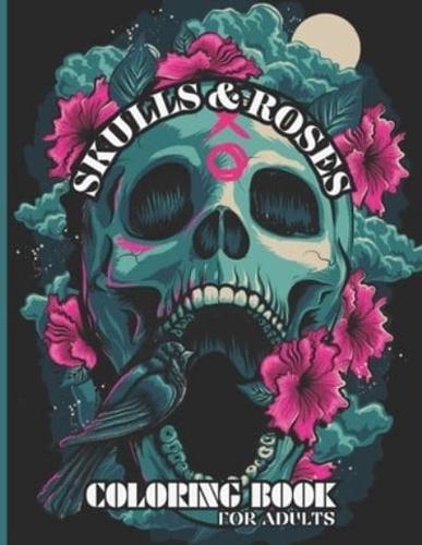 Floral Skulls and Roses Coloring Book for Adults
