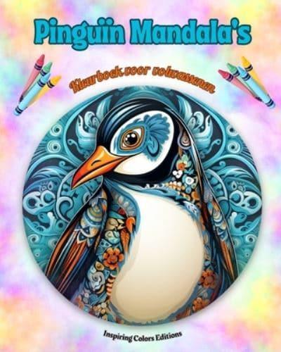 Pinguïn Mandala's Kleurboek Voor Volwassenen Ontwerpen Om Creativiteit Te Stimuleren