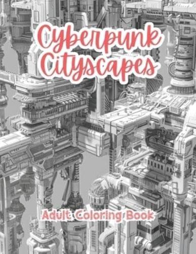 Cyberpunk Cityscapes Adult Coloring Book Grayscale Images By TaylorStonelyArt