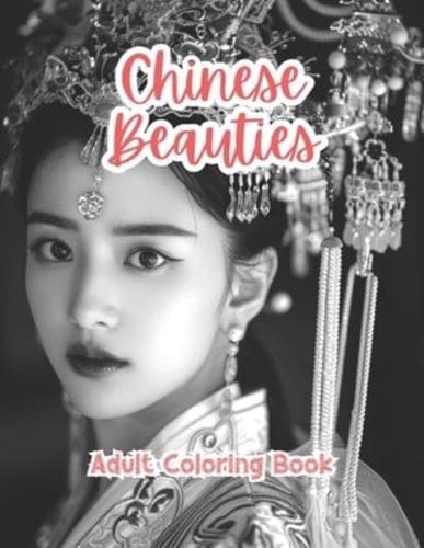 Chinese Beauties Adult Coloring Book Grayscale Images By TaylorStonelyArt