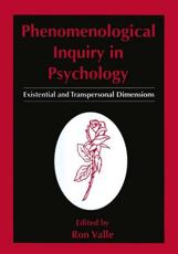Phenomenological Inquiry in Psychology - Ronald S Valle