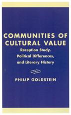 Communities of Cultural Value - Philip Goldstein