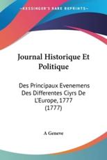 Journal Historique Et Politique - Geneve Publishing (author)