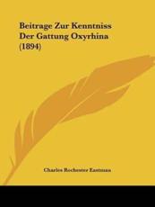 Beitrage Zur Kenntniss Der Gattung Oxyrhina (1894)