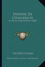 Defense De L'Universite - Victor Cousin (author)