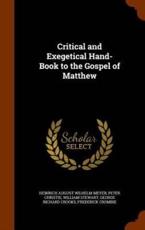 Critical and Exegetical Hand-Book to the Gospel of Matthew - Meyer, Heinrich August Wilhelm