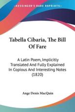 Tabella Cibaria, The Bill Of Fare - Ange Denis Macquin